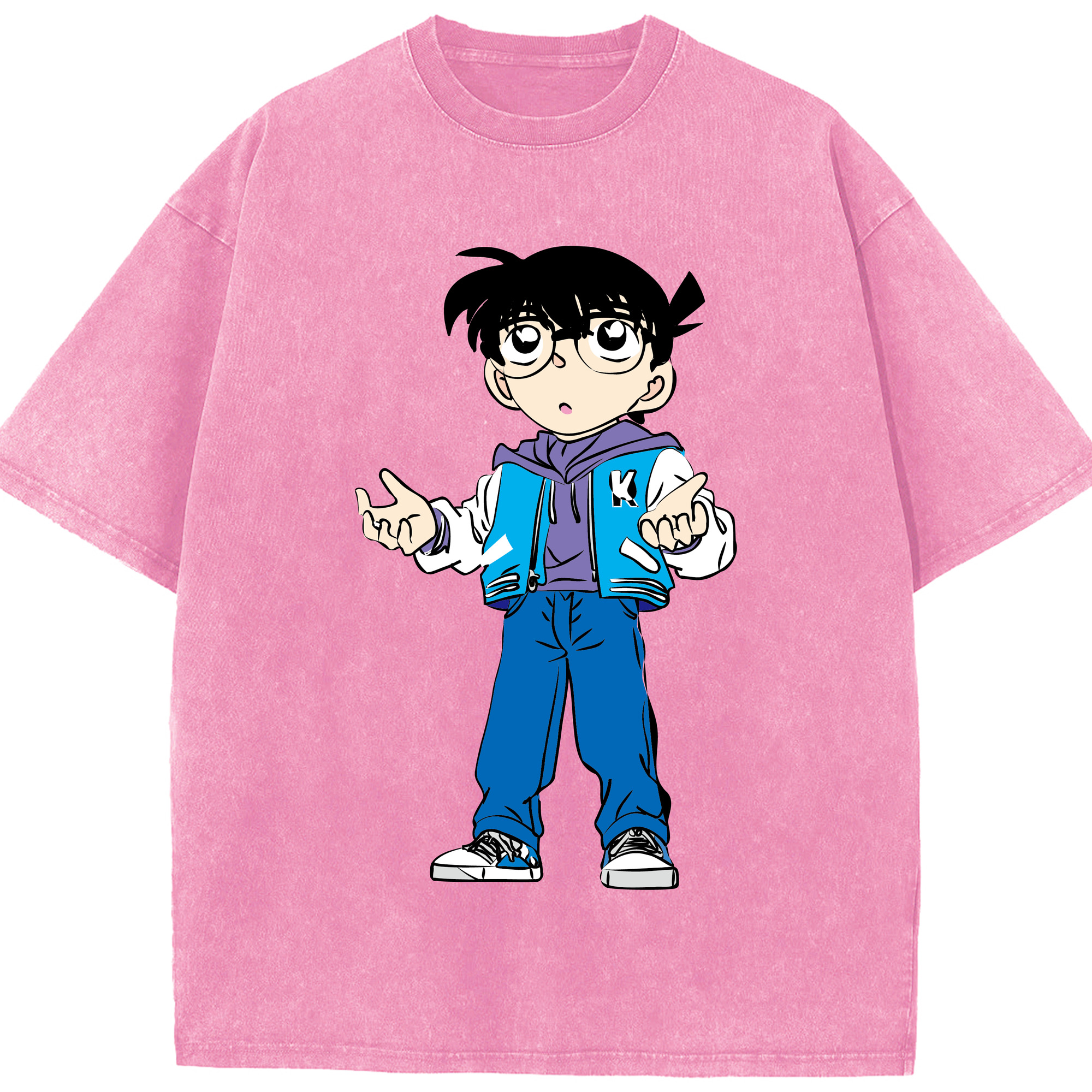 （画像用） 名探偵コナン 江戸川 コナン Detective Conan Conan Edogawa 綿100% ヴィンテージ風 半袖Tシャツ（フロントプリント）